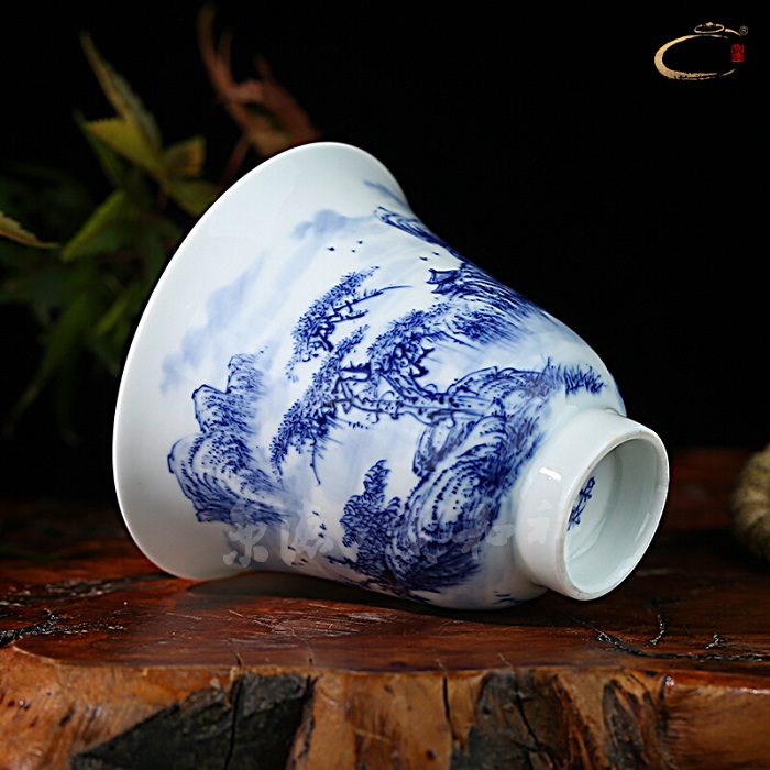 And auspicious all hand cup jingdezhen blue And white hechi master kung fu tea set ceramic tea cup cup
