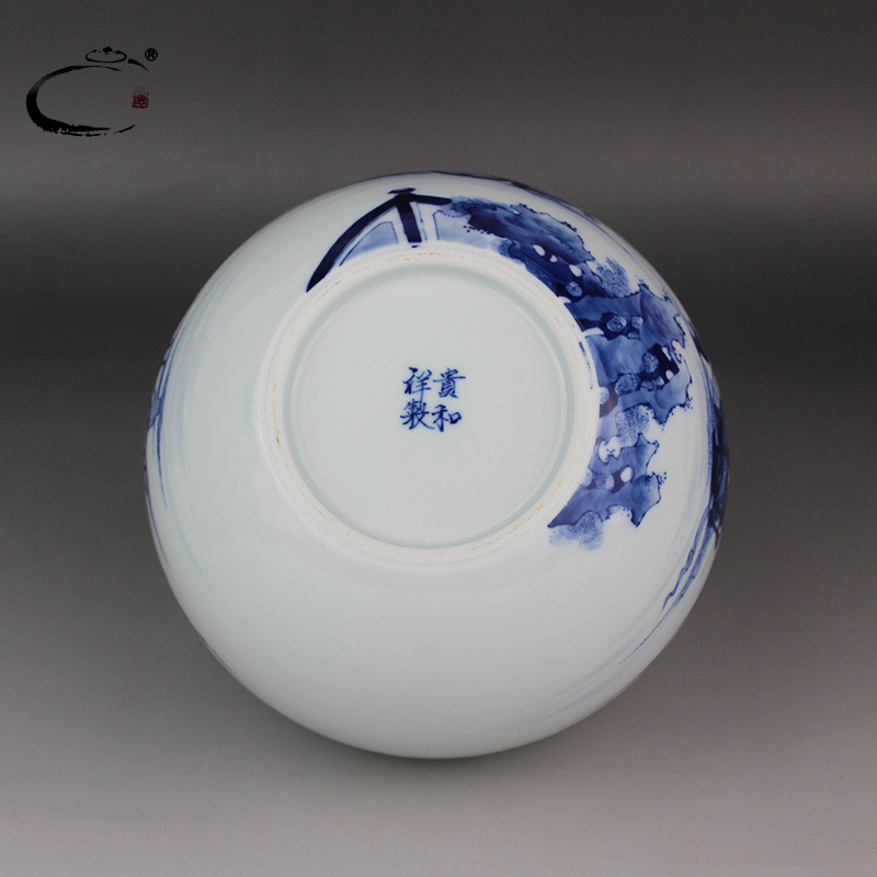 Ceramic vase and auspicious collection household act the role ofing is tasted furnishing articles furnishing articles jingdezhen master hand draw blue and white porcelain