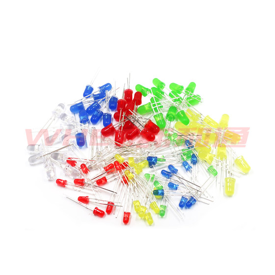 3mm 5mm LED 전구 표시등 방출 다이오드 F3 F5 빨간색, 녹색, 노란색, 파란색 및 흰색 직선 램프 램프 비드 요소 패키지