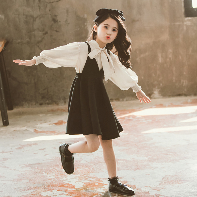 Korean girl dress spring and autumn dress 2021 new dress princess skirt net red foreign style little girl suit