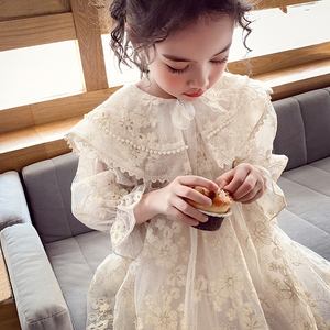 Korean girls dress autumn 2020 new long-sleeved lace princess dress