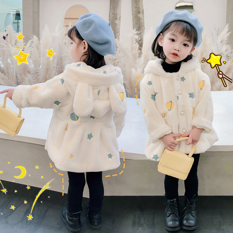 Korean girl's coat autumn winter 2020 new foreign style children's wool sweater thickened girl's winter dress princess s