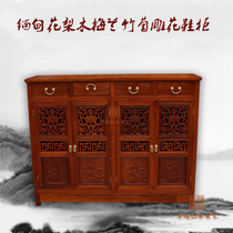Burmese rosewood carved four-door shoe cabinet foyer cabinet solid wood storage cabinet storage cabinet sideboard living room mahogany