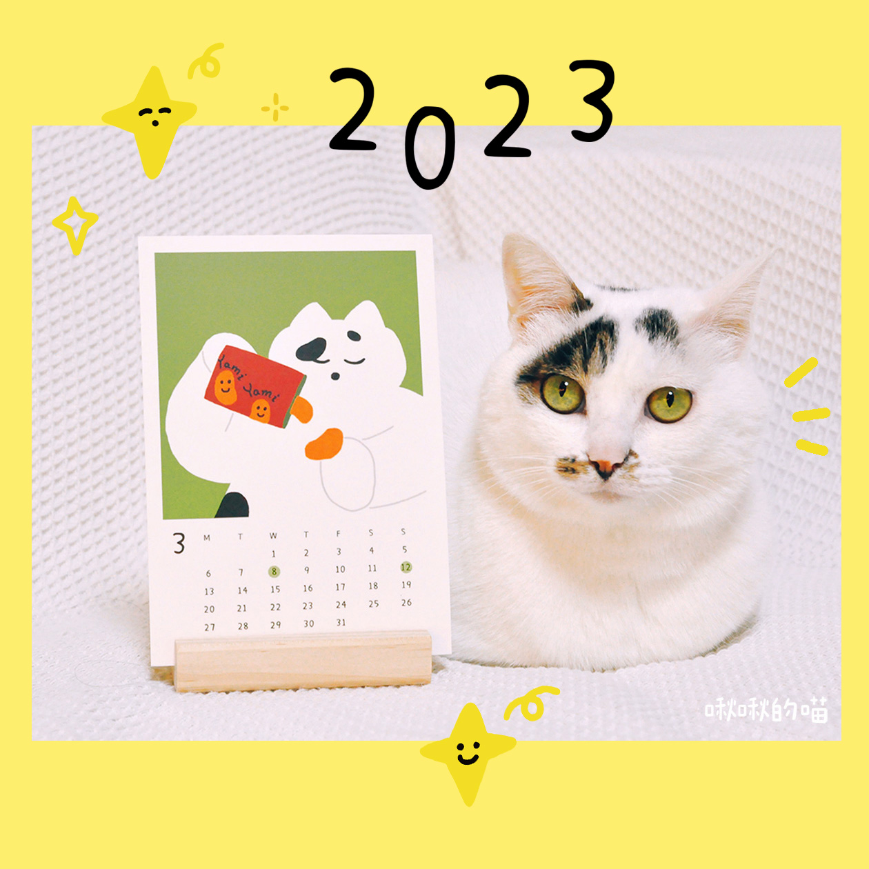 Tweeted meow 2023 calendar DEADJO Original cat illustration hand painted the IRT New Year present in