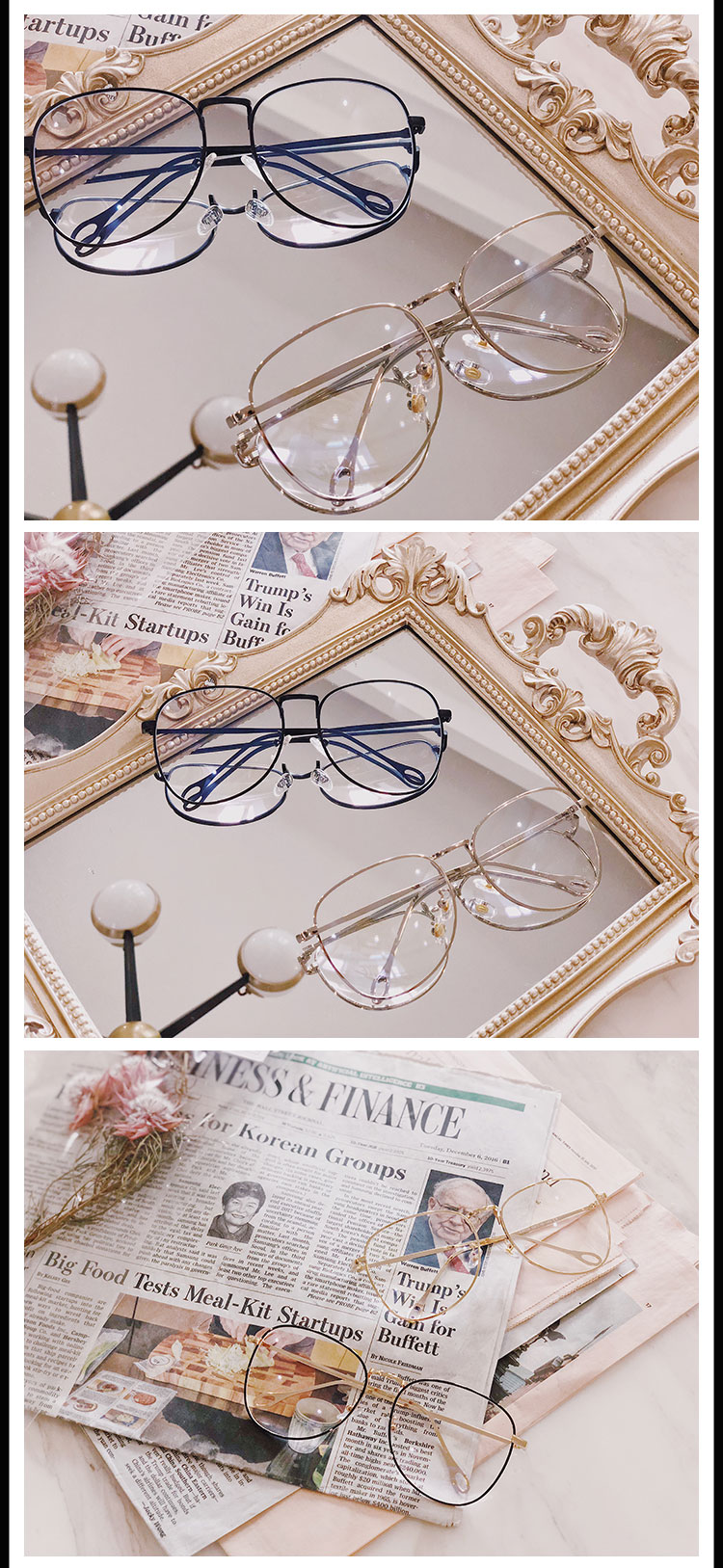 Ulzzang phiên bản tiếng Hàn của thủy triều retro hộp lớn dây vàng bên kính nữ nghệ thuật màu đỏ gần cận thị Sven cặn bã ins gọng kính cận nam