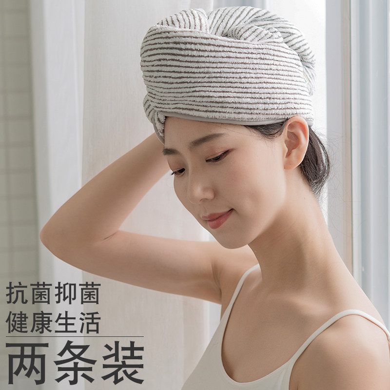 Antibacterial dry hair hat women super strong water absorption quick dry shower cap pack turban cute Korea thick rub hair bath hat