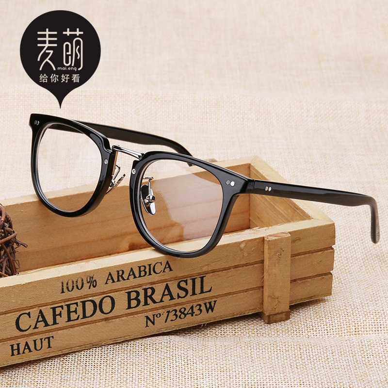 Ultra-light retro glasses frame female Korean version of the tide with myopia glasses finished male big face full frame round eye frame