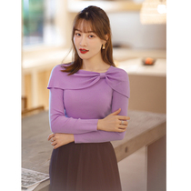 (Spot) Romantic Elegant Woman Taste ~ lined with a shoulder butterfly knots wool-shirt with a short-in-a-knitted sweatshirt