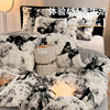 Winter Imitation Rabbit Fur Four-Piece Bedding Set, Thickened Milk Velvet Double-Sided Fleece Duvet Cover, Fitted Sheet, Coral Fleece Bed Sheet Three-Piece Set
