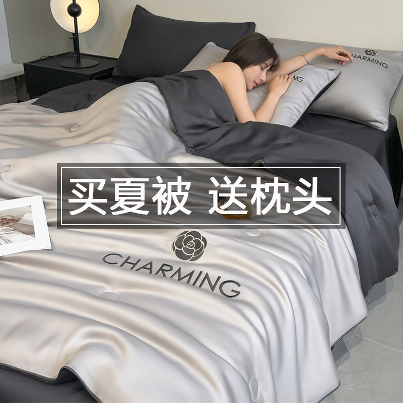 Ice Silk Summer Quilt Air-Conditioning Quilt Four-Piece Set Plus Pillow Core Six-Piece Set Student Dormitory Air-Conditioning Thin Quilt Complete Set