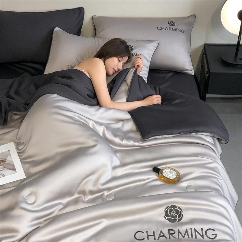 Ice Silk Summer Quilt Air-Conditioning Quilt Four-Piece Set Plus Pillow Core Six-Piece Set Student Dormitory Air-Conditioning Thin Quilt Complete Set