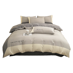 Nordic Style ins Embroidered Patchwork Thickened Washed Cotton Bed Sheet Four-Piece Set, Non-Pure Cotton, All-Cotton, Suitable for Sleeping Naked, Dormitory Three-Piece Set