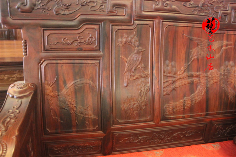 Sofa gỗ gụ màu đỏ gỗ hồng mộc tay vịn sofa mong muốn 13 mảnh đặt gỗ rắn Sian gỗ hồng mộc đồ nội thất gỗ gụ - Bộ đồ nội thất giường thông minh