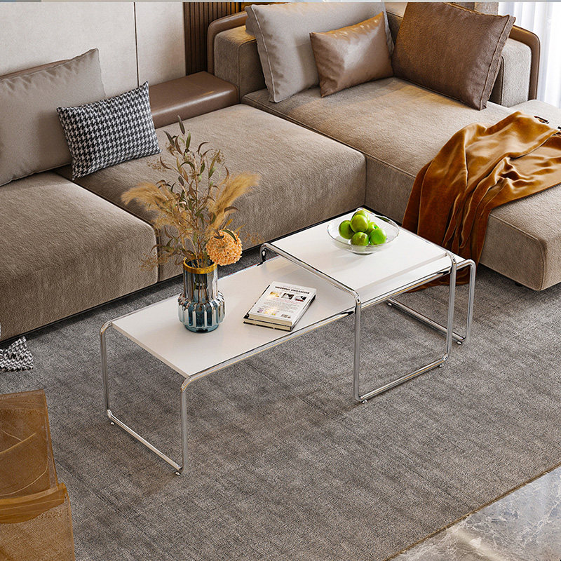 B20 Lazio coffee tea table ins in ancient wind stainless steel combined square tea table brief metal steel tube square cover a few