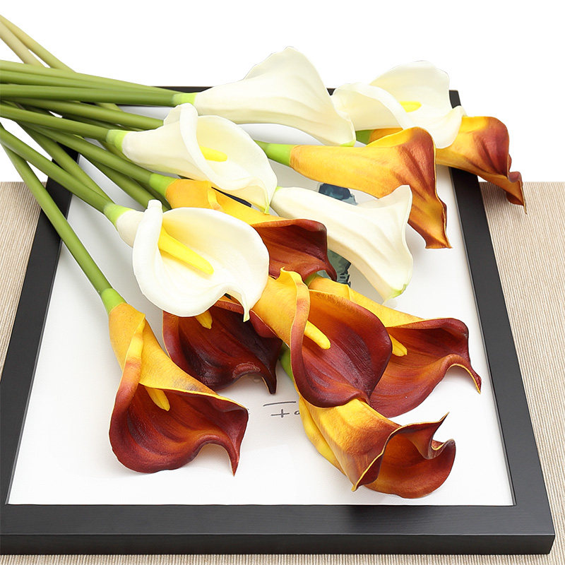High quality large-quality Calla Lotus simulation flower living room desktop decoration flower anti-real flower plastic bouquet furnished flower