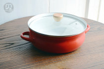One-meter enamel slightly flawed small fat round enamel hot pot binaural soup pot Shallow pot Sauerkraut fish pot Crayfish pot dish
