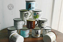 ONE METER MICRO-defect 300ML RANDOM ENAMEL CUP THICKENED CRIMPED MILK CUP ENAMEL LITERARY TEACUP MOUTH CUP