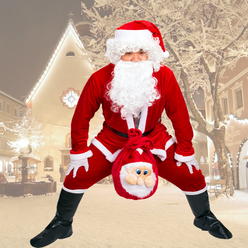 Christmas old man dress up suit costume Santa Claus costume adult men and women clothes children's performance clothes