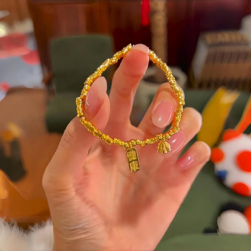 Year after Year of Peace, Gold Nugget Beads, Simulated Gold Bracelet, Exquisite Jewelry, Women's New Niche Design Hand Accessory Year after Year of Peace, Gold Nugget Beads, Simulated Gold Bracelet, Exquisite Jewelry, Women's New Niche Design Hand Accessory