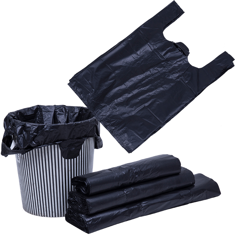 Garbage bag household thickened medium large black portable vest garbage bag wholesale disposable plastic bag kitchen