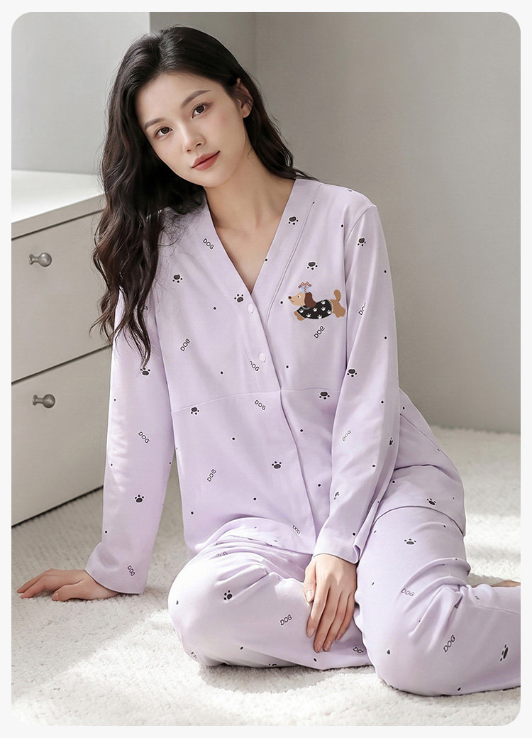 【送帽子】纯棉哺乳月子服秋冬产后坐月子春秋款孕妇不勒肚家居服 — 19