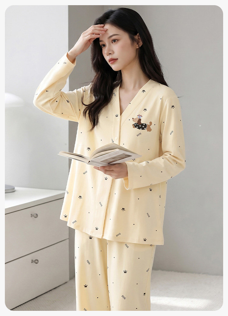 【送帽子】纯棉哺乳月子服秋冬产后坐月子春秋款孕妇不勒肚家居服 — 17