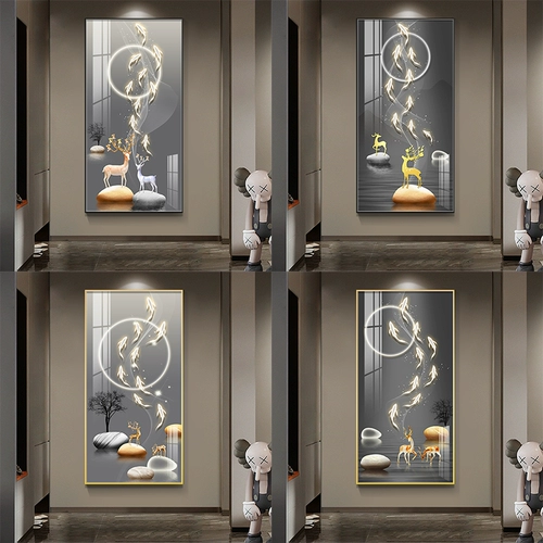 Entuan Decorative Painting Modern Light Luxury High -End Furals выступают с вертикальной версией стены. Новый коридор в проходах