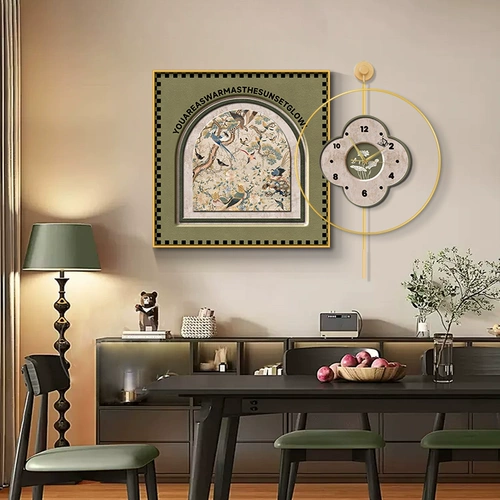Декоративная роспись для столовой во французском стиле в стиле ретро, высококачественная картина с часами, фоновая настенная живопись для гостиной, обеденного стола, креативная комбинированная настенная роспись, живопись