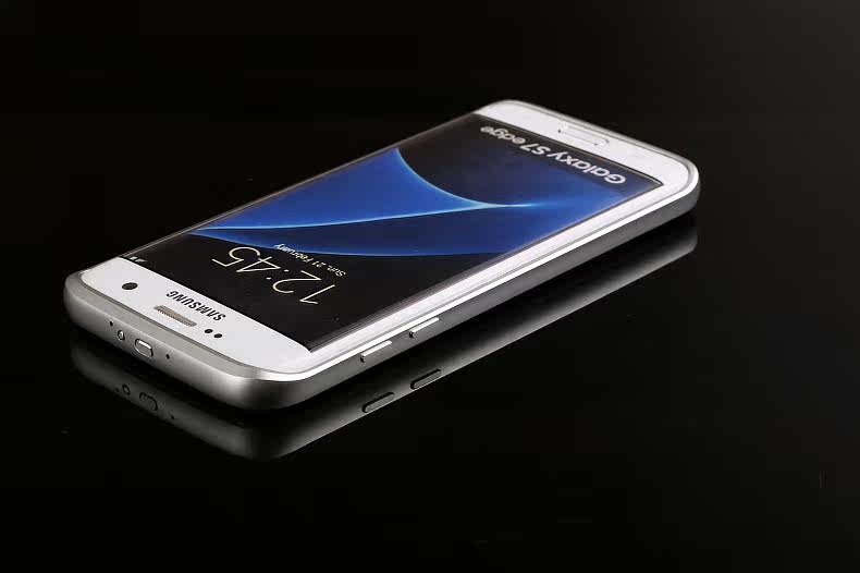 iMatch Luxury Aluminum Metal Bumper Premium Genuine Leather Back Cover Case for Samsung Galaxy S7 Edge G9350 & S7 G9300