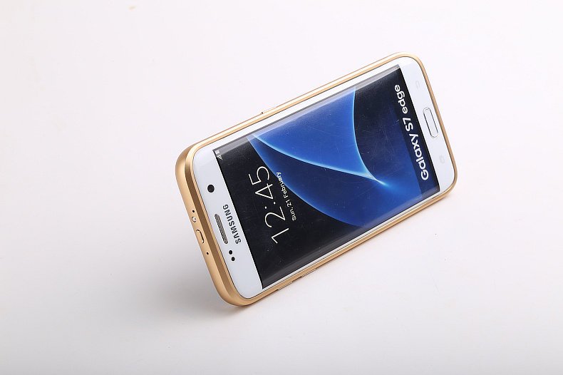 iMatch Luxury Aluminum Metal Bumper Premium Genuine Leather Back Cover Case for Samsung Galaxy S7 Edge G9350 & S7 G9300