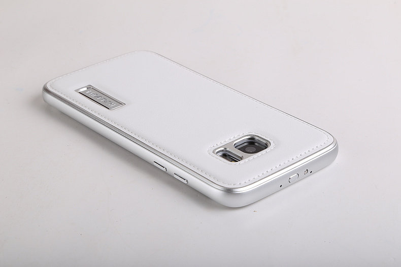iMatch Luxury Aluminum Metal Bumper Premium Genuine Leather Back Cover Case for Samsung Galaxy S7 Edge G9350 & S7 G9300