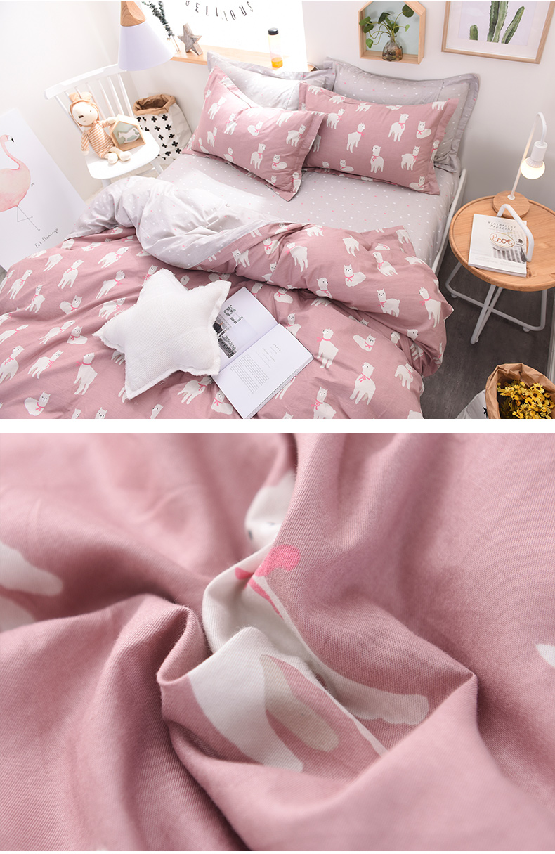 Ins xương rồng Bắc Âu gió đơn giản cotton đôi 4 bốn bộ giường cotton phòng ngủ sinh viên ba mảnh