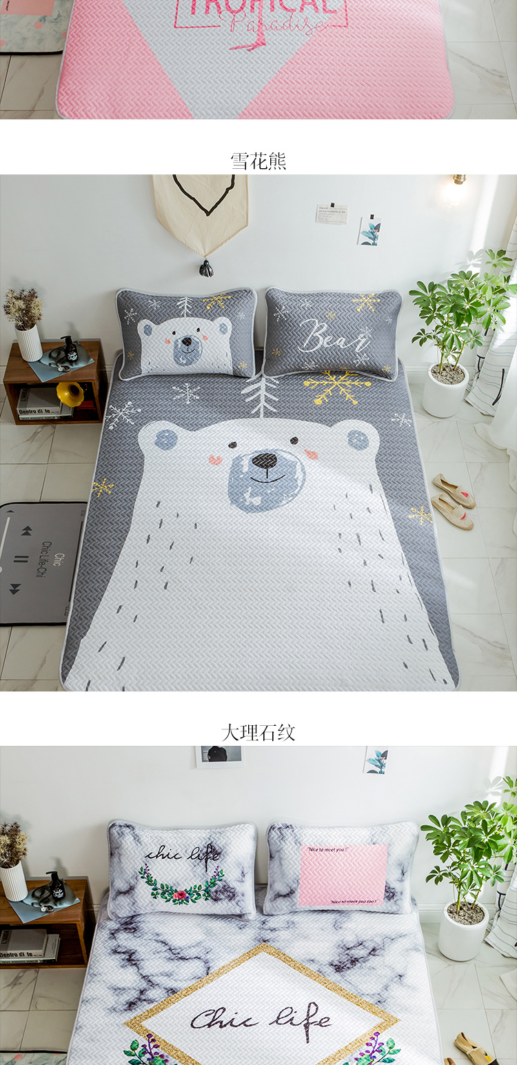 Tencel máy lạnh Ruanxi ins 1.8m gấp giường có thể được rửa sạch mùa hè lụa băng ba mảnh mat mat 1,5m - Thảm mùa hè chiếu trúc 1m8x2m