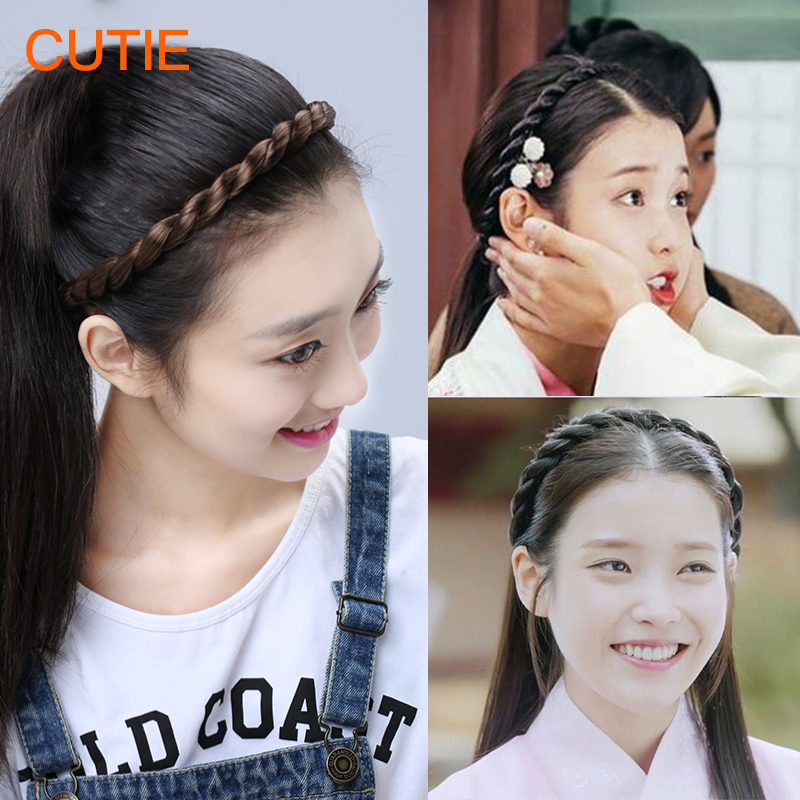 Prettiness wig hair band Korean version of cute braided twist hair band Forest female hair band two-piece set iu