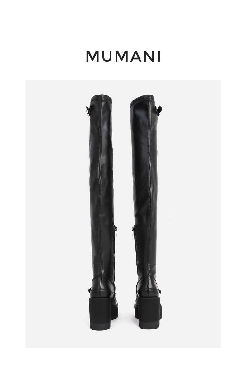 Стрейч ботинки/носки сапоги 长靴女过膝靴真皮厚底显瘦长弹力靴欧美高筒瘦瘦靴皮靴高跟长筒靴 540926325