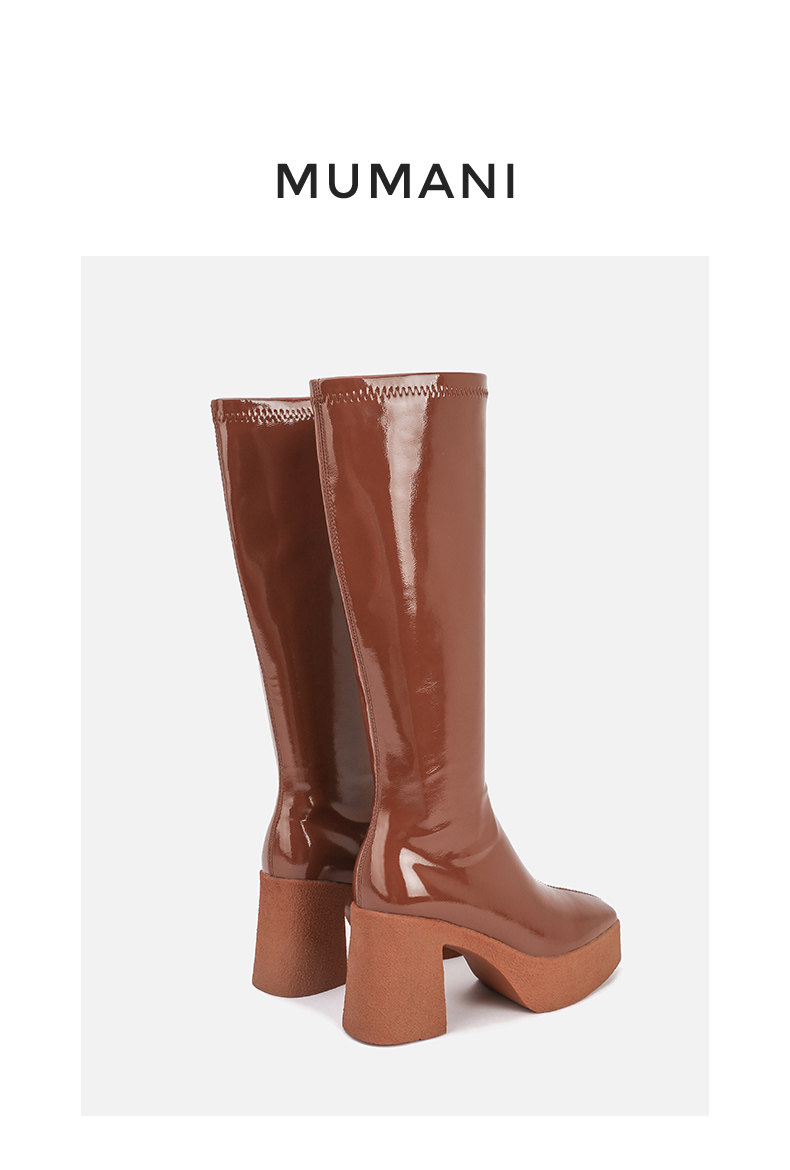 Стрейч ботинки/носки сапоги 高筒靴女春秋单靴英伦厚底松糕方头显瘦显高长筒靴女不过膝骑士靴 Animal husbandry Mani