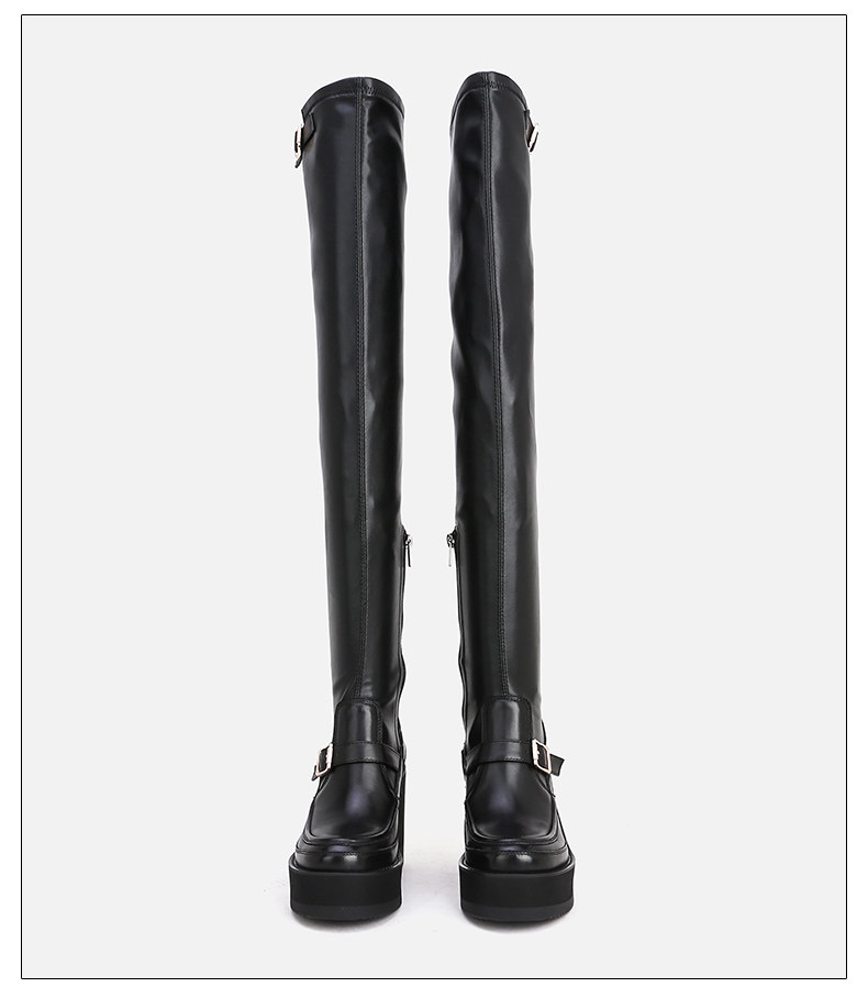 Стрейч ботинки/носки сапоги 长靴女过膝靴真皮厚底显瘦长弹力靴欧美高筒瘦瘦靴皮靴高跟长筒靴 540926325