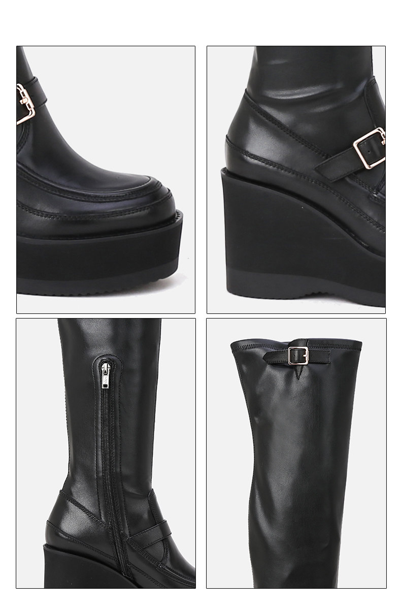 Стрейч ботинки/носки сапоги 长靴女过膝靴真皮厚底显瘦长弹力靴欧美高筒瘦瘦靴皮靴高跟长筒靴 540926325