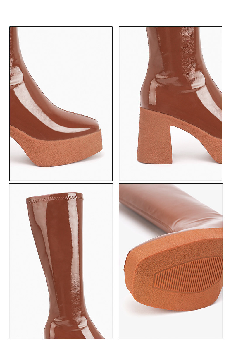 Стрейч ботинки/носки сапоги 高筒靴女春秋单靴英伦厚底松糕方头显瘦显高长筒靴女不过膝骑士靴 Animal husbandry Mani