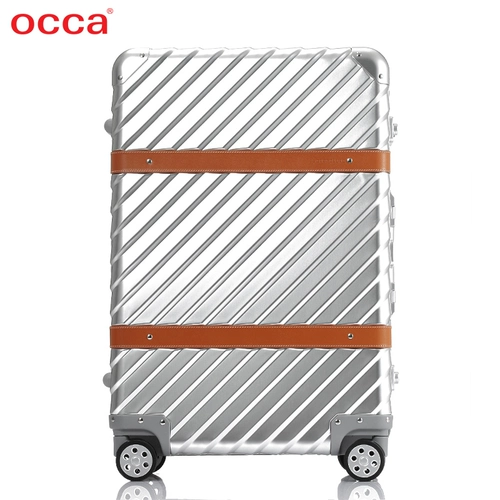 OCCA Элитный металлический кожаный ретро чемодан для путешествий, алюминиево-магниевый сплав