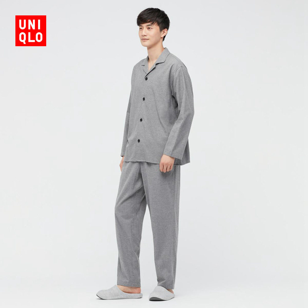 UNIQLO Men's Flannel Pajamas (Long Sleeve Home Clothes Autumn/Winter Cotton) 439602 UNIQLO