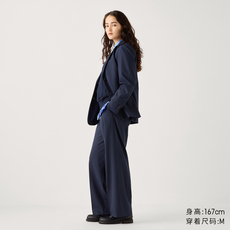Женские брюки uniqlo女装打褶阔腿裤/阔感裤条纹西裤通勤休闲高腰477092