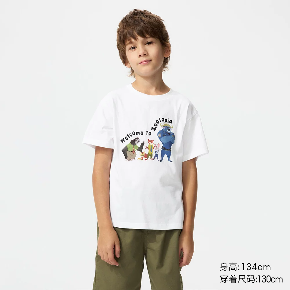 Детская одежда Uniqlo для мальчиков и девочек UT ZOOTOPIA принтованные футболки с коротким рукавом Zootopia 485335