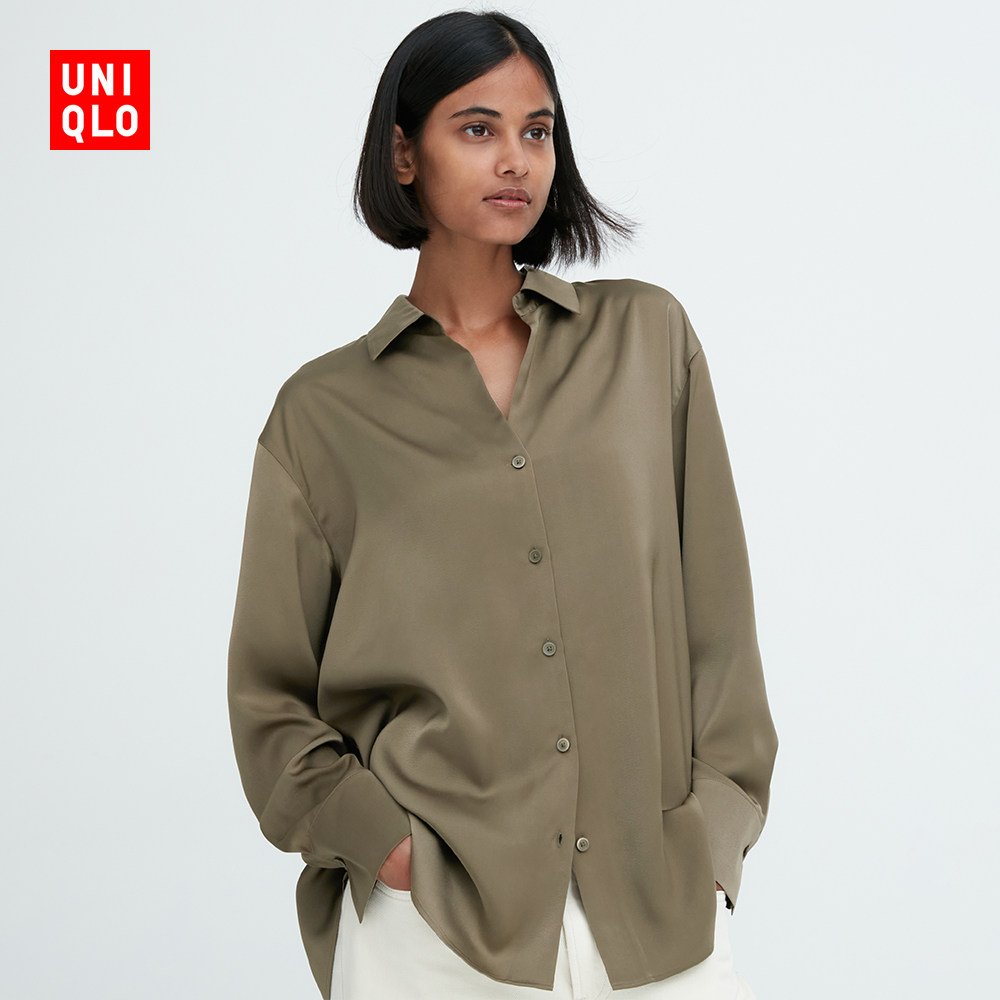 Uicu women's dress satin shirt (long sleeve shirt for casual loose commute interview blouse new product) 461887-Taobao