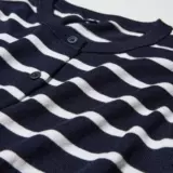 Uniqlo Женская модальная хлопковая рубашка с круглым вырезом в полоску, открытая трикотажная рубашка с длинными рукавами, можно стирать в машине 476975