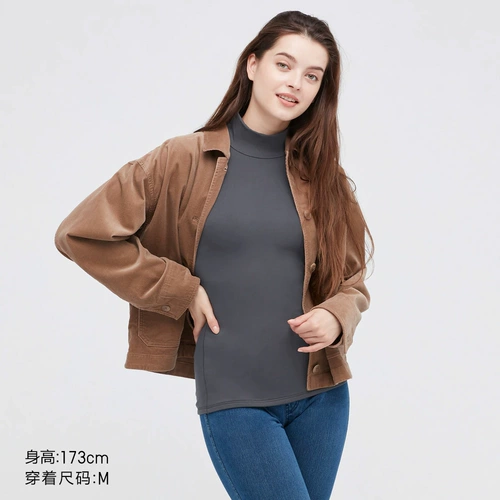 Uniqlo, удерживающая тепло флисовая приятная телу футболка, увеличенная толщина, высокий воротник
