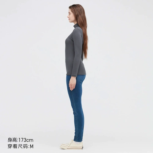 Uniqlo, удерживающая тепло флисовая приятная телу футболка, увеличенная толщина, высокий воротник