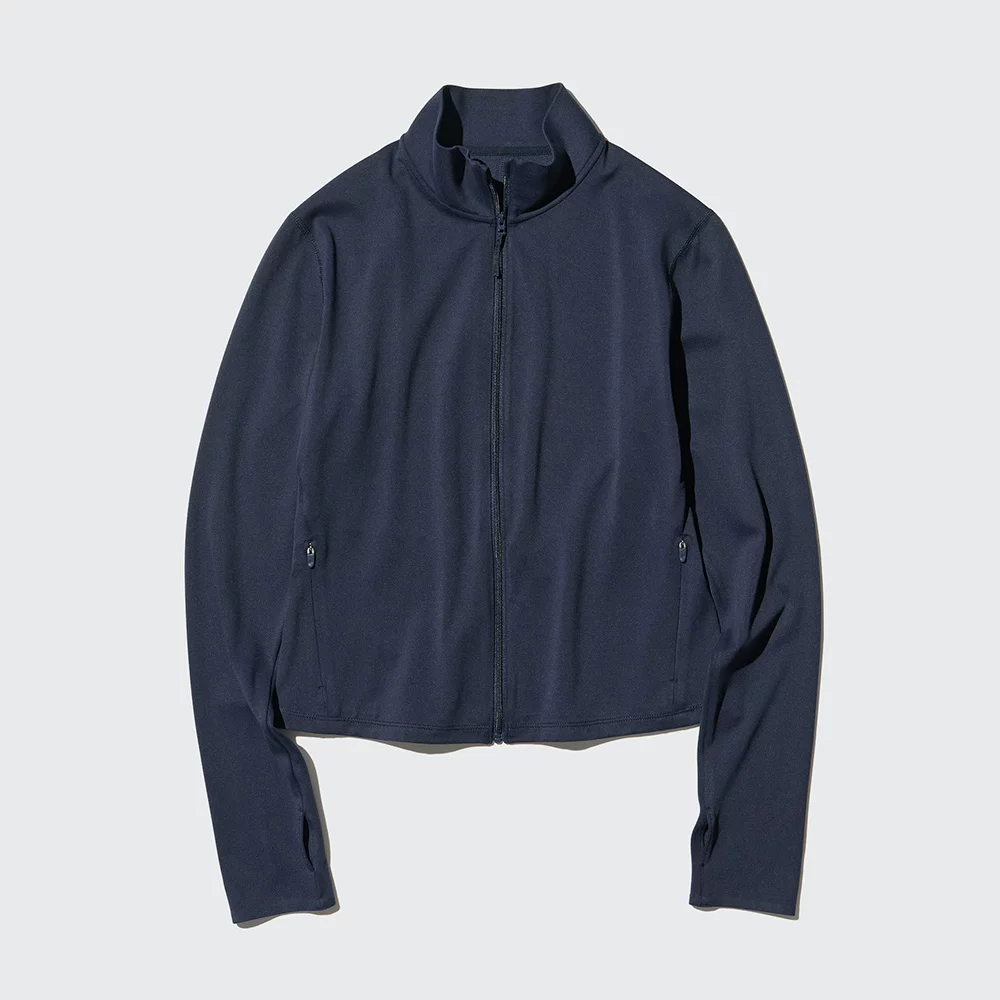 Женская куртка Uniqlo AIRism с высоким эластичным уплотнением и молнией, длинный рукав, 474964 475336