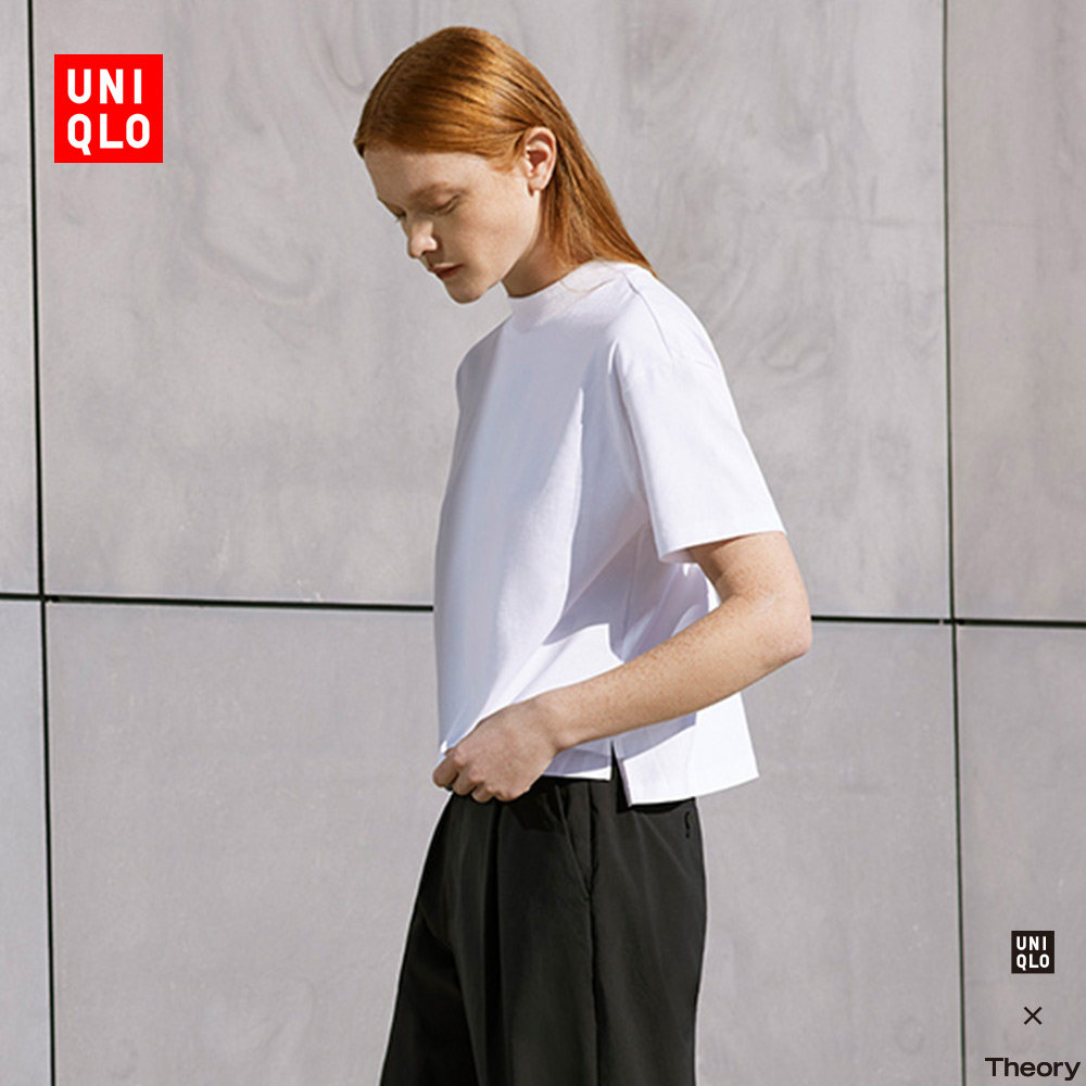 Uniqlo (Theory co-branded) women's AIRism cotton-blend T-shirt (short sleeves) 447613