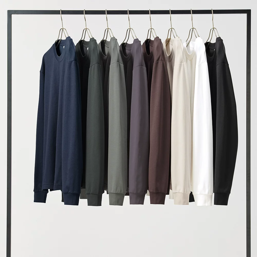Uniqlo мужская женская Master T AIRism хлопковая смесь футболка с длинными рукавами с Crew Neck 479781